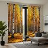 2 pieces of HD autumn birch forest leaves decorative curtain Yellow digital printed curtain home decoration style decoration liv