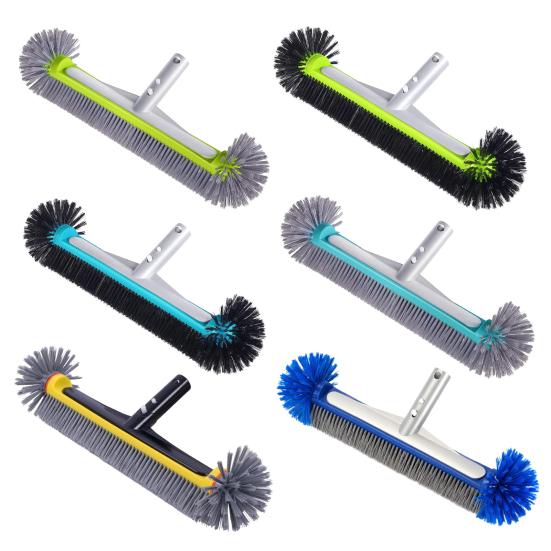 Pool Cleaning Brush Corner Cleaning Scrubber Head with Handle Wide Brush Head with Semi-spherical Bristles for Pool Wall Tile