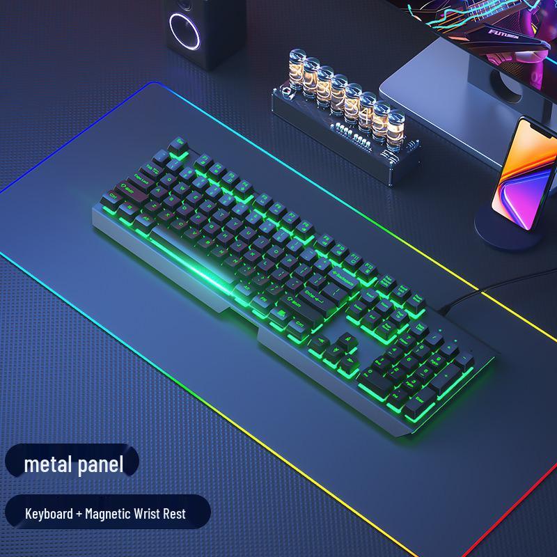 Silent Mechanical-Feel Wired Keyboard & Mouse Set for Gaming and Office