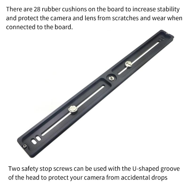 400mm Long Quick Release Plate with 28 Rubber Pad for Enhances Stability Camera Protections On Tripods for Two Cameras