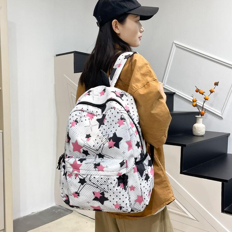 Schulrucksack für Studenten mit Sternenprint, Batik-Rucksack, große Kapazität, Graffiti-Campus-Rucksack