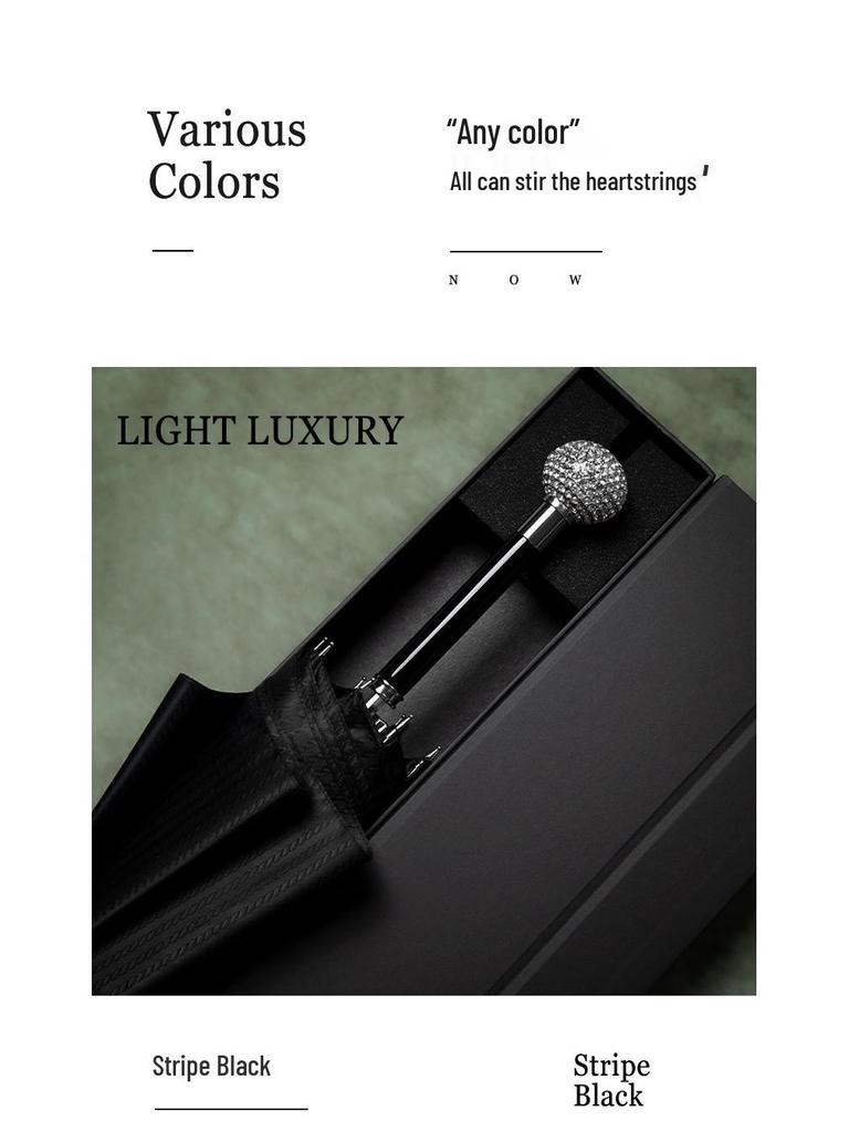 Luxuriöser extra großer Automatikschirm mit verstärktem Diamantgriff - Sturmschutz