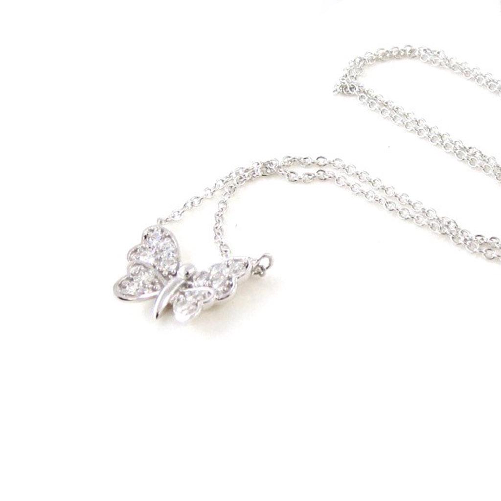 Les Trésors De Lily [I9890] - Collier Argent 'Papillon' blanc argenté (rhodié) - 10x12 mm