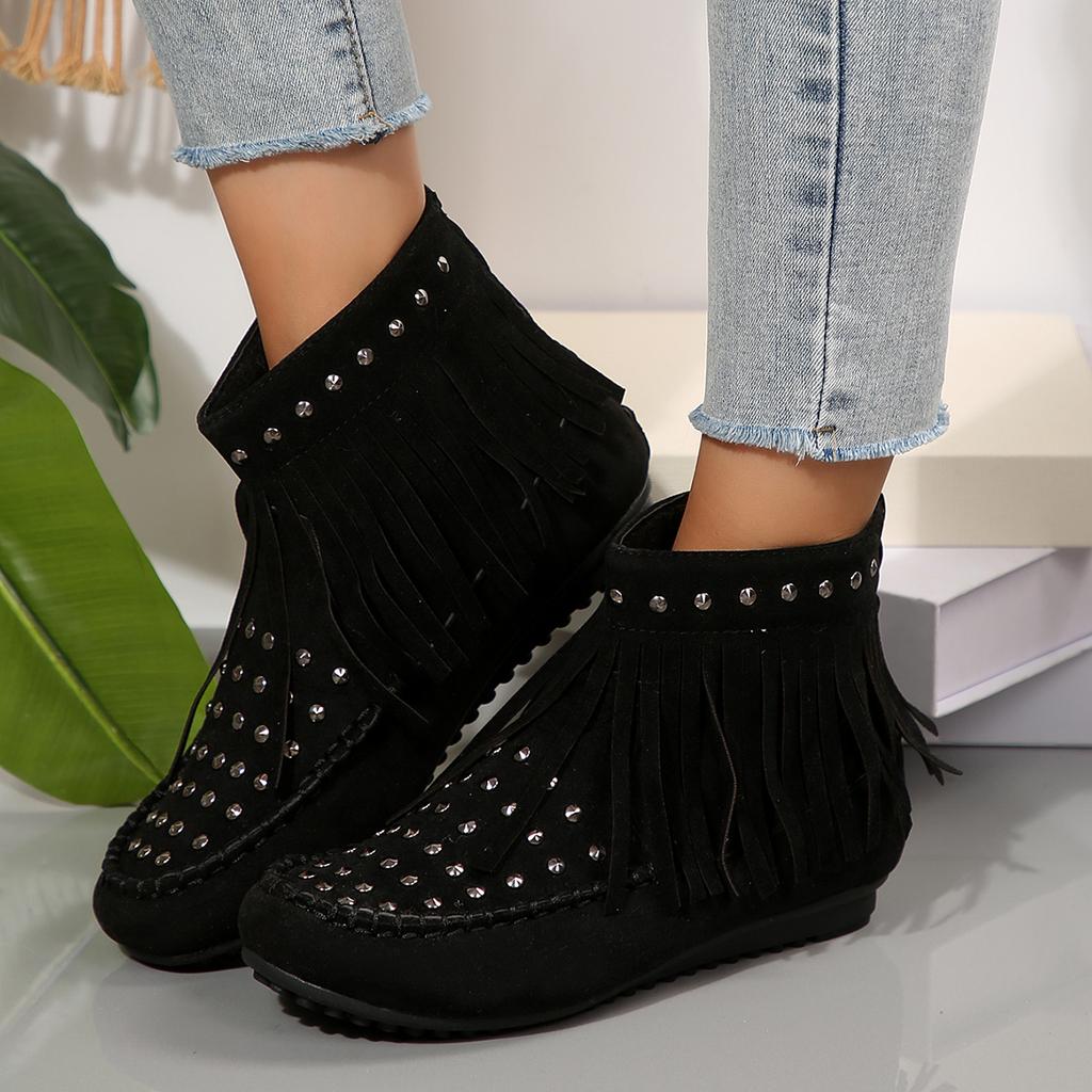 Fashion 2024 New Winter Women Outdoor Tassel Decoration Boots Women Comfortable Flat Non-Slip Fashion Platform Boots Shoes for Women