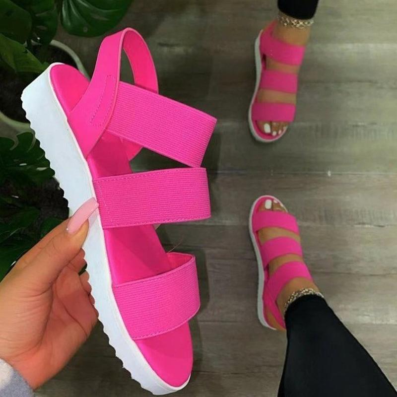 Summer Women Shoes Fashion Hollow Platform Sandals Comfortable Casual Lady Sandals Beach Fish Mouth Flat Sandalies Mujer WSH4612