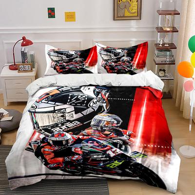 Motorcycle Racing Helmets and Riders Bedding Sets Duvet Cover Sets Duvet Covers Pillowcases(1 * Duvet Cover 2 * Pillowcases Without Duvet Insert)