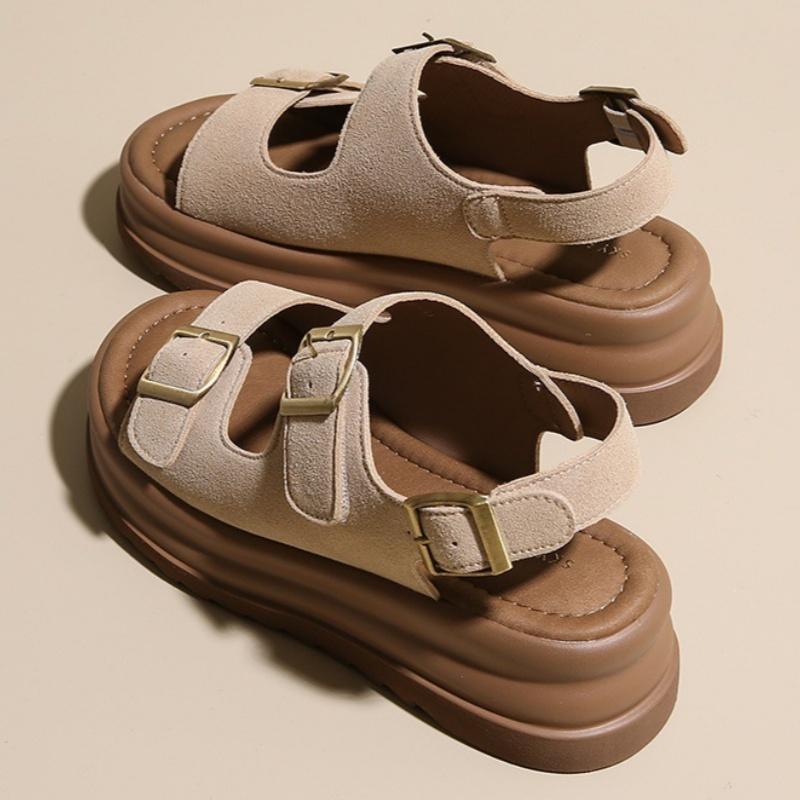 2025 Damen Sommer Sandalen Schlicht Vielseitig Damen Freizeit Schuhe Zehenfrei Neu Dicke Sohle Rutschfest Strand Sandalen