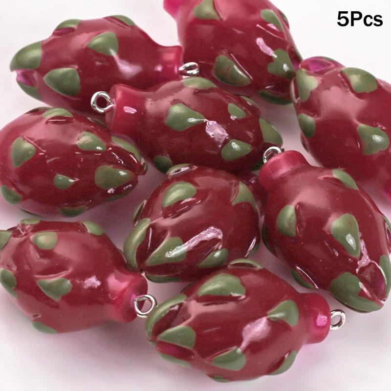 5PCS 3D Lifelike Fruit Miniature Resin Beads Fadeless Color for DIY Bracelet Necklace Jewelry Making Family Craft Activities