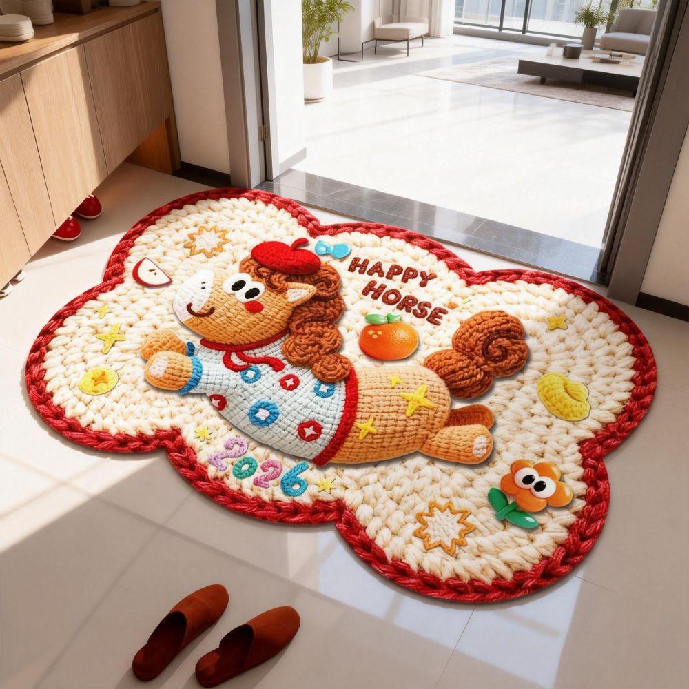 New 40*60cm Bath Mat Non-slip Backing Water Absorption Pony Door Mat Dirt-scraping Surface Household Carpets Home Decoration