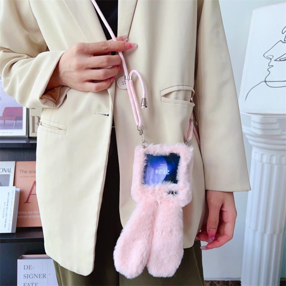 Crossbody Plush Cartoon Phone Case for Samsung Galaxy Z Flip 6 5 4 3 Flip6 Flip5 Flip4 Flip3 5G Shockproof Protective Cover