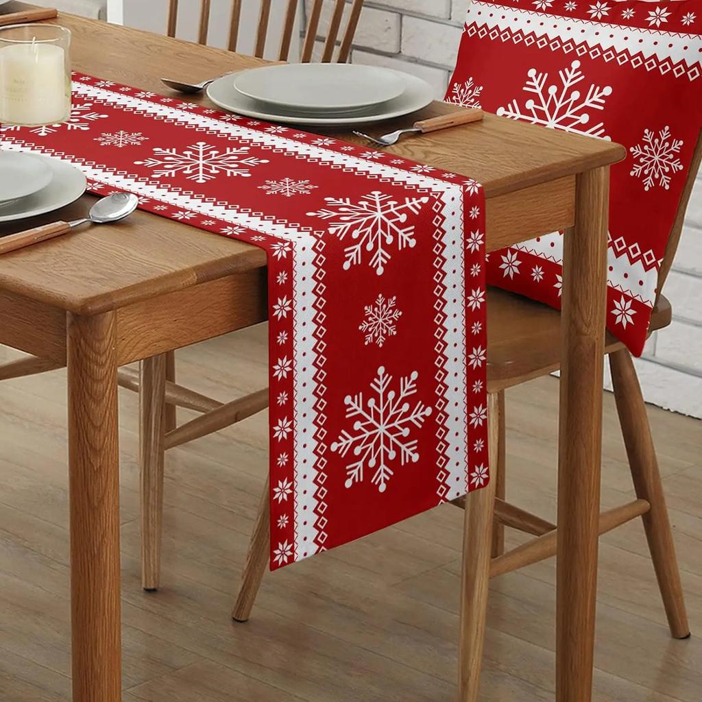 Christmas Red Snowflake Table Runners Dresser Scarves Decor Washable Xmas Dining Table Runners Christmas Decorations