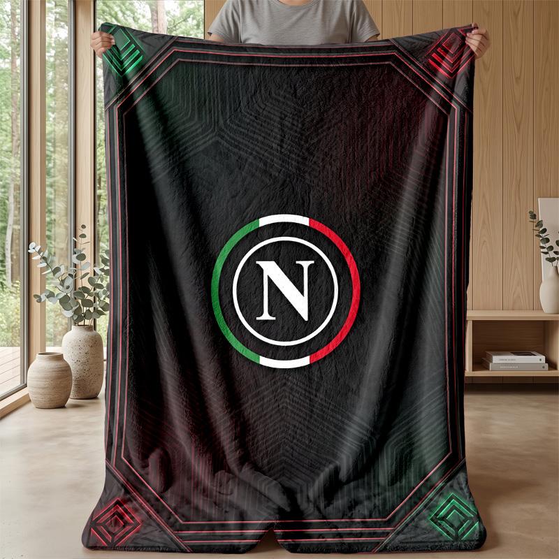 Coperta in Pile di Flanella Morbida Napoli FC Leggera Accogliente Calda Coperta da Lancio per Divano Letto Decorazione per la Casa