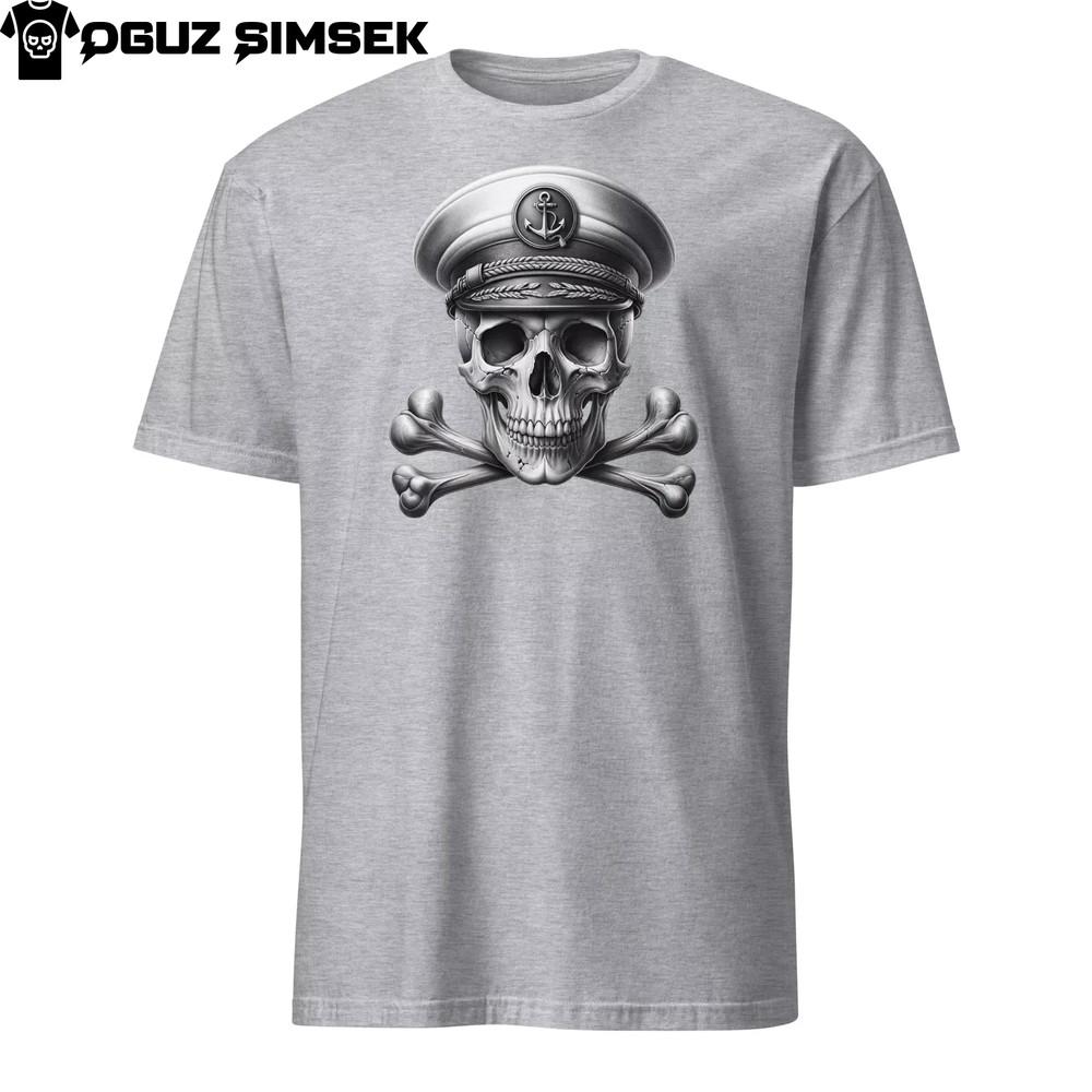 Unisex Short Sleeve T-Shirt: Sea Captain Skull and Crossbones Graphic Tee