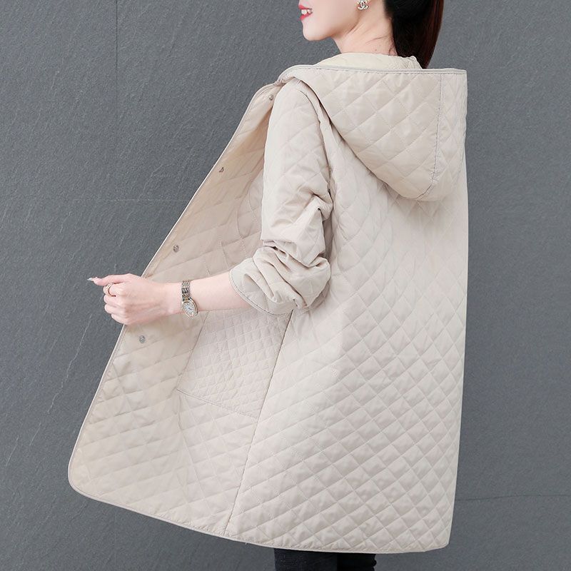 Spring Autumn Retro Comfort Versatile Rhombic Lattice Ligh Cotton Loose Women Parkas Down Cotton Jacket Warm Coat Female