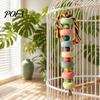 Parrot Beak Grinding Stone Stone, Colorful Beaded Chew Toy with Bell, Birdcage Care Hanging for African Grey Cockatiels Budgies Anxiety And