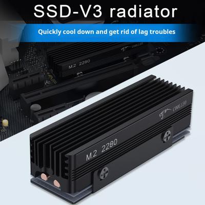 M.2 2280 SSD Heatsink 2 Heat Pipes Thermal Silicone Pad Aluminum Alloy Grill NVMe Solid State Drive Hard Disk Cooler Radiator PC Accessories