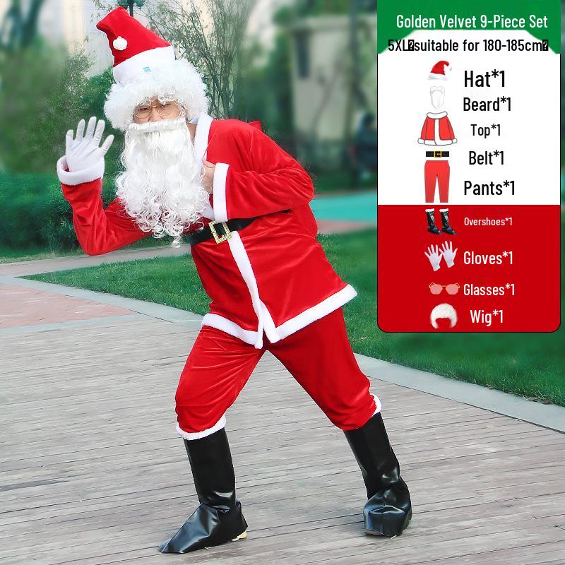 Adult Santa Claus Costume Set - Men's & Women's Plus Size Christmas Outfit