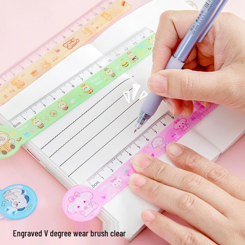 15cm Transparent Cartoon Ruler with Wavy Edge - Cute Plastic Drawing Scale for Students