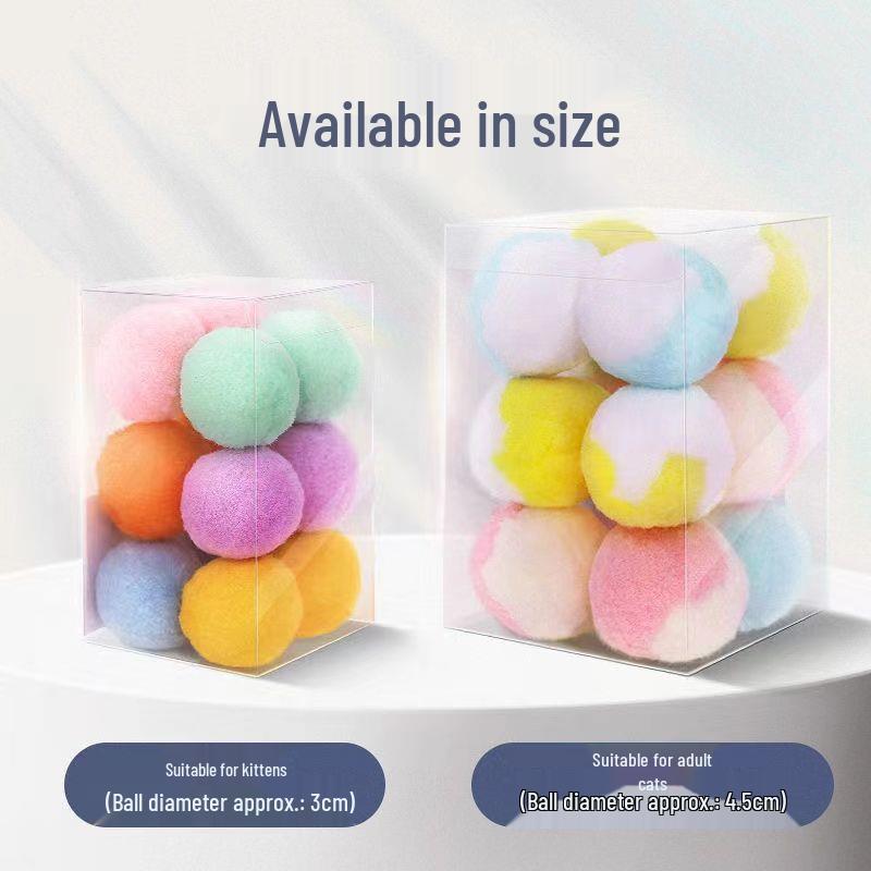 Cat Boredom Relief Teaser: Silent Bite-Resistant Plush Wand & Elastic Rainbow Ball Disliked: 1cm Mini, Single