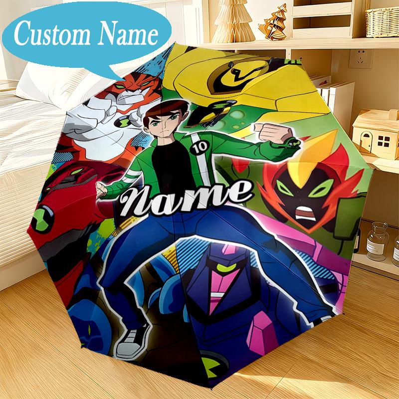 Custom Name Umbrella Ben Alien Force Umbrella 8-Frame for Travel, Camping, Casual Lightweight Portable, Essential for Family Gifts