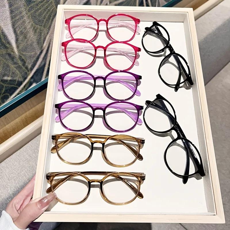 8pcs Large Frame Round Reading Glasses for Women Colorful Cute Magnifying Glasses for Reading And Outdoor Activities