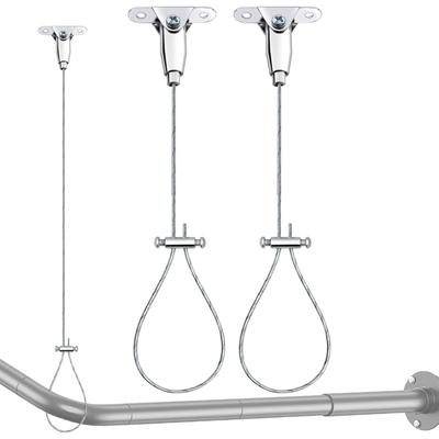 Pacote com 2 Suportes de Teto Ajustáveis em Aço Inoxidável para Varão de Cortina de Chuveiro Corda para Pendurar Banheiro à Prova de Ferrugem