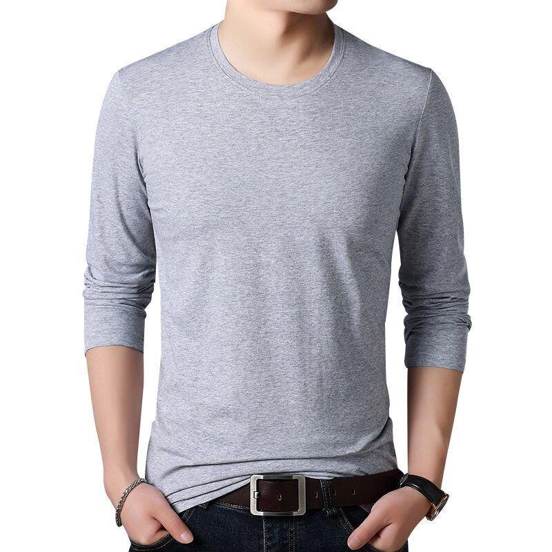 Men's Loose Fit Long-Sleeve Round Neck Top - Korean Style Youth Spring & Autumn Tee