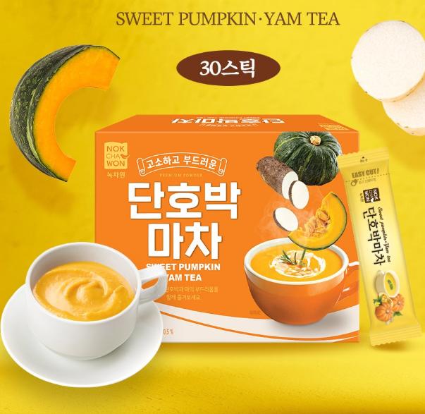 Nokchawon Sweet Pumpkin Matcha Latte Mix 510 g — Creamy & Autumn-Flavored Beverage Mix