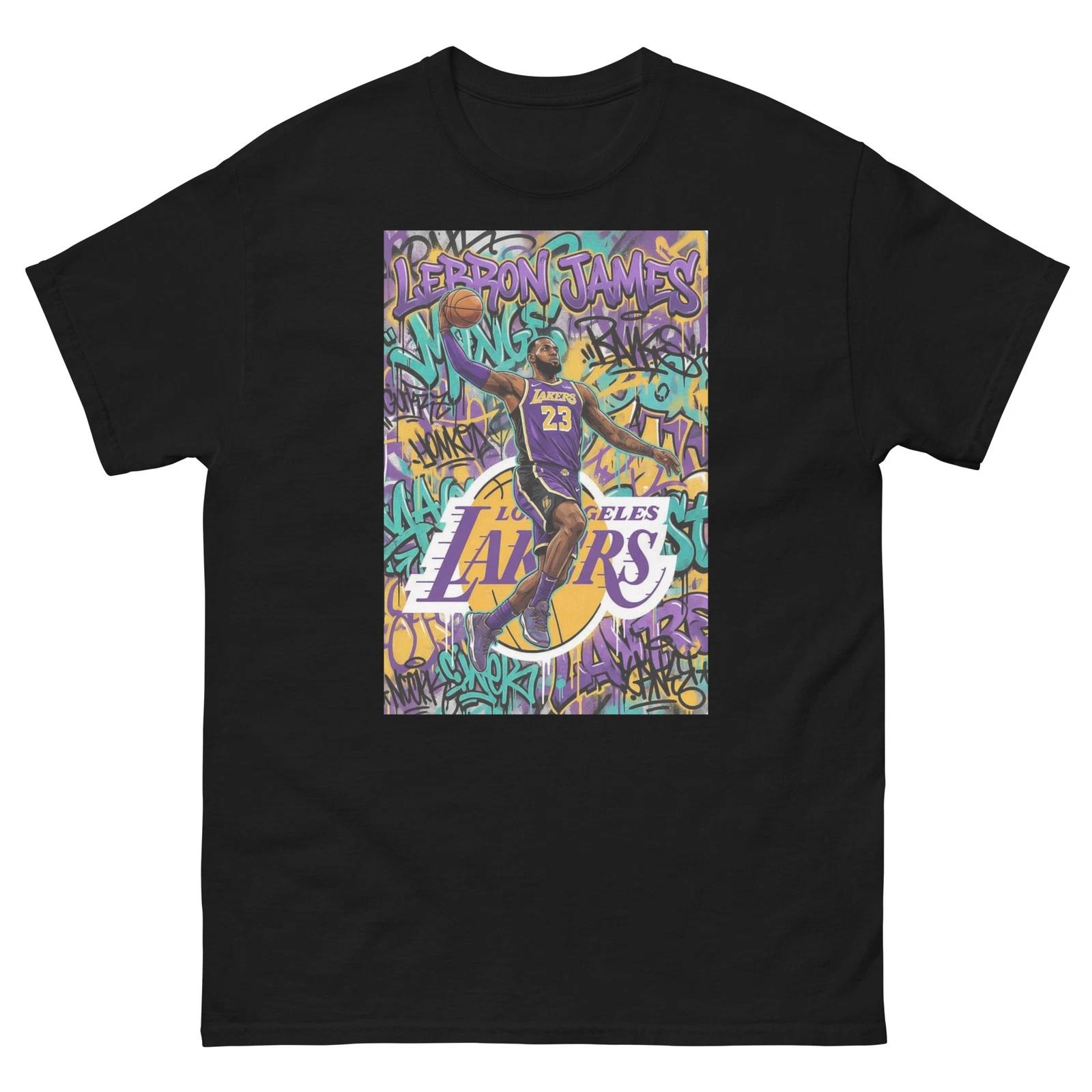 LeBron James Lakers NBA Dunk Graffiti T-Shirt King 23 Basketball Streetwear 3XL