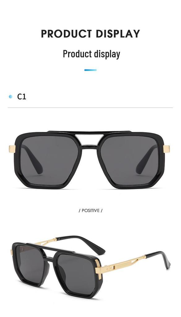 2026 Retro Double Bridge Square Pilot Sunglasses - European & American Fashion Street Style