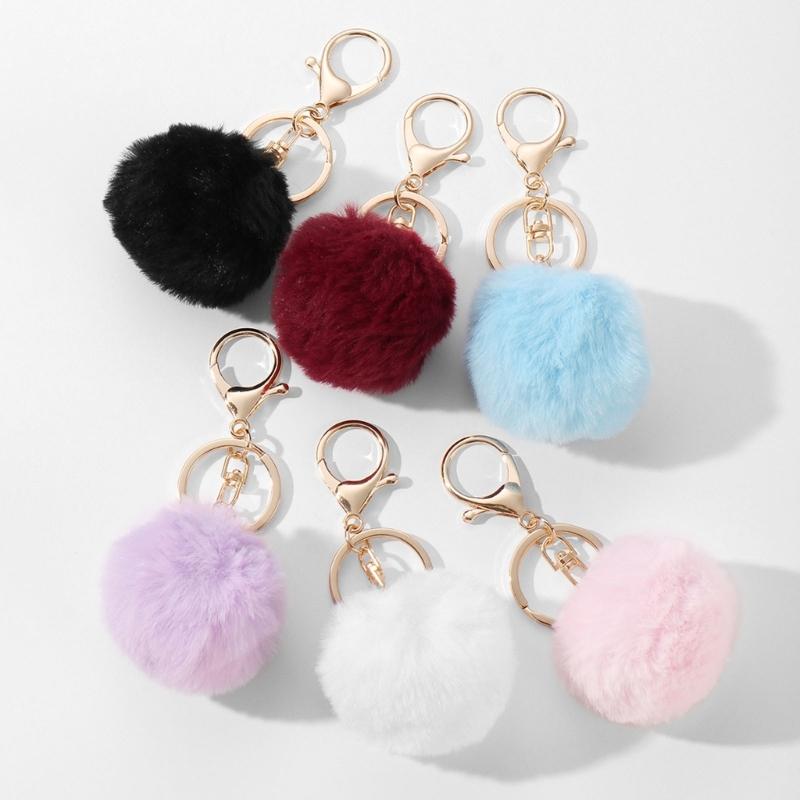 Customizable Plush Ball Keychain Charm For Bags Keys DIY Accessory With Vibrant Sturdy Polyester Design