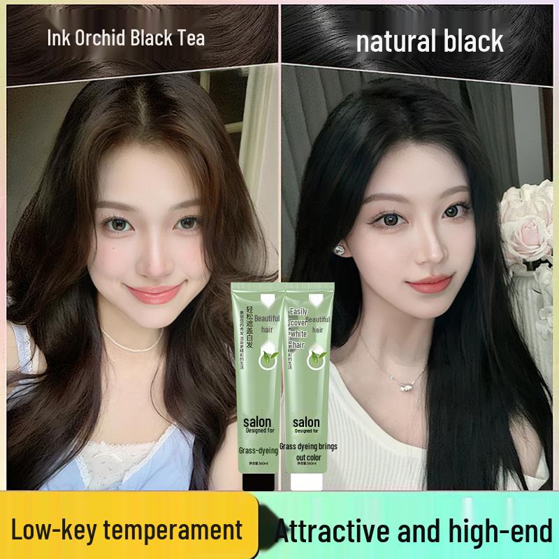 Qingsi Plant-Based Hair Dye Cream: Non-Damaging, Gray-Covering, Trendy Cool Brown Salon Color.