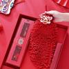 3 Stück, Festliche Handtücher in Tiefrot, Weiche Handtücher im chinesischen Stil mit Löwentanz- und Fu-Zeichen-Design, Geeignet für Küche, Badezimmerzubehör
