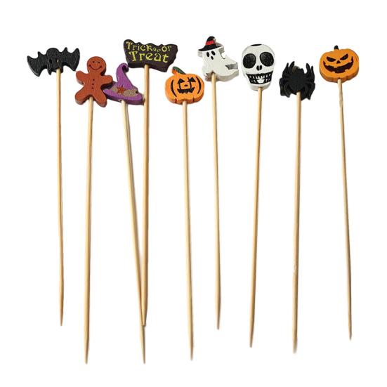 100PCS Disposable Cocktails Tags Ghost Bat Halloween Pumpkin Decor