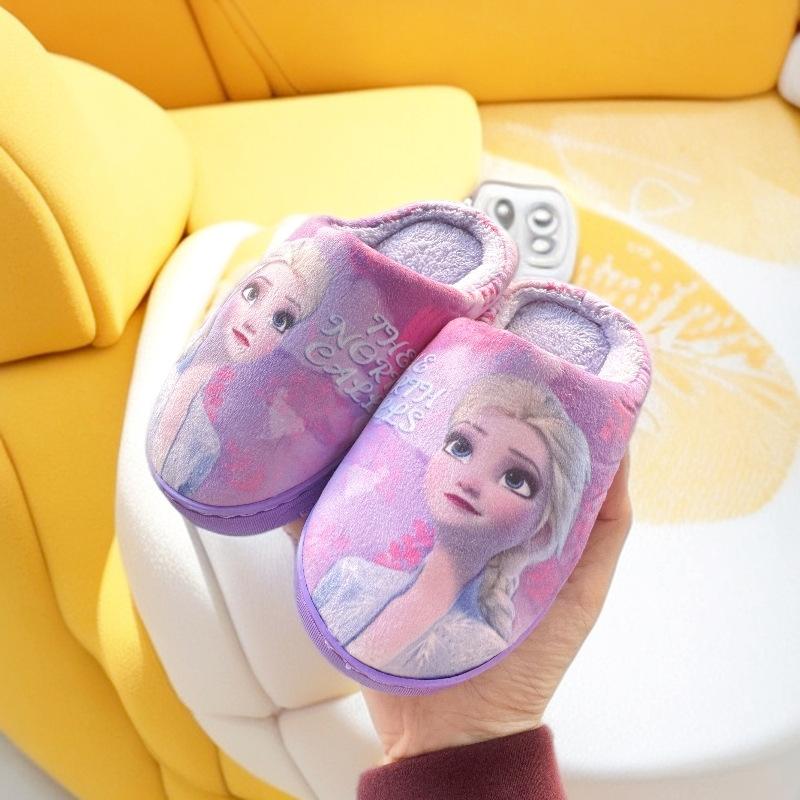 

Princess Elsa Autumn and Winter Children s Cotton Slippers for Boys and Girls, Warm and Plush, for Older Children, Home Use, Non-Slip 26/27Code(Suitable for Fo