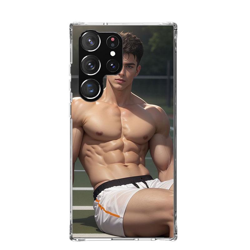 Sexy Muscle Man Gay Fitness Phone Case For Samsung Galaxy S25 Edge S24 S23 S22 S21 FE S20 Ultra S10 Plus + Art Customized Coque