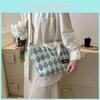 Stylish Large Capacity Plaid Canvas Handbag 2023 Trendy Urban Simple Shoulder Bag For Women