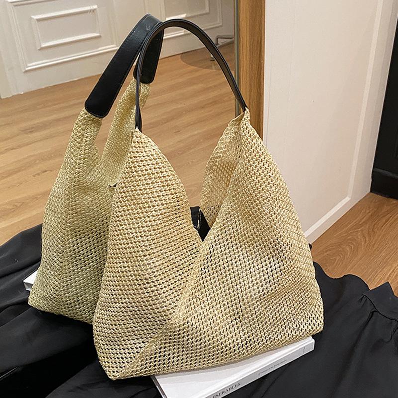 Handwoven bag women's 2025 new trendy fashion retro tote bag straw bag versatile large-capacity shoulder bag