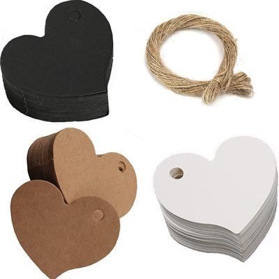 Hot! 100pcs Love Shaped Kraft Tags Universal Diy Blank Tags With 10m Jute Twine For Wedding Birthday
