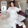 Princess Style Girls' Summer Pajamas: Short Sleeve, Long Pants, Cloud Cotton, Lace Trim, with Chest Pads