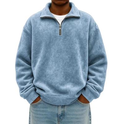 Autumn Winter Men's Casual Sweatshirt Half Zipper Stand Neck Sportswear Solid Loose Pullover Men's Sweatshirts