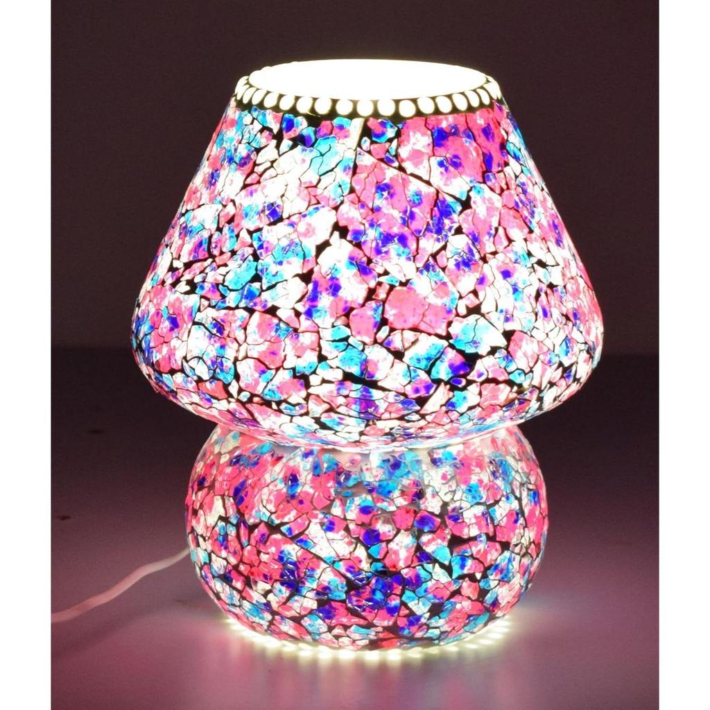 Mushroom Shaped Mosaic Glass Lamp for Home/Office/Festival Decoration (Bulb Not Included)