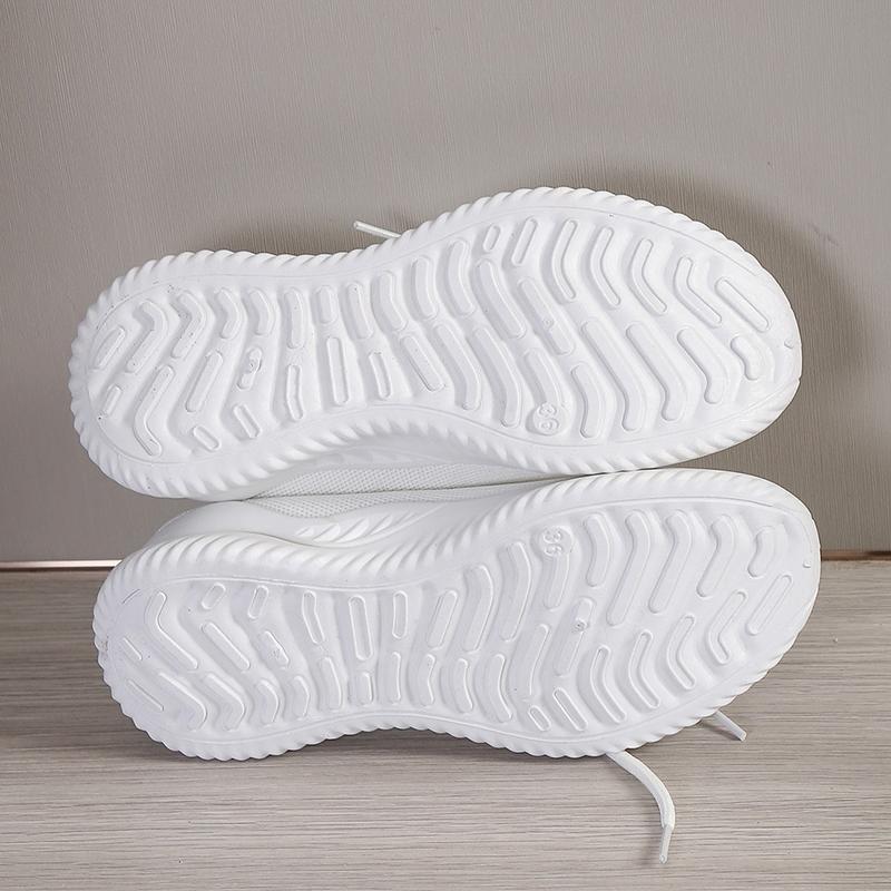 Fashion Breathable Knitted Platform Sneakers for Women Soft Sole Lightweight Running Shoes Woman Comfortable Non Slip White Sports Shoes