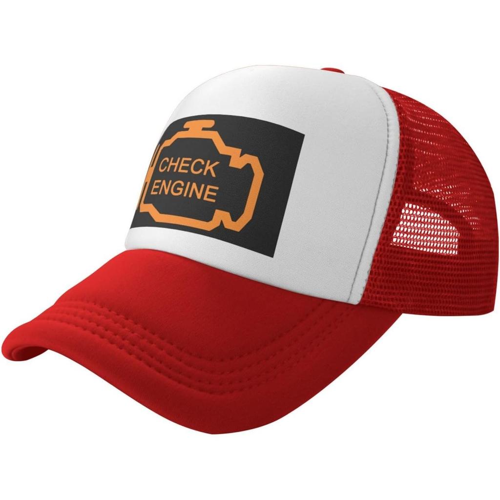 Check Engine Light Trucker Hat Unisex Polyester Mesh Snapback Cap Casual Outdoor Adjustable Cap