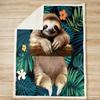 Cute Sloth Blanket Soft Fleece Throw Tropical Jungle Design Animal Lover Gift Home Decor Relaxing Theme