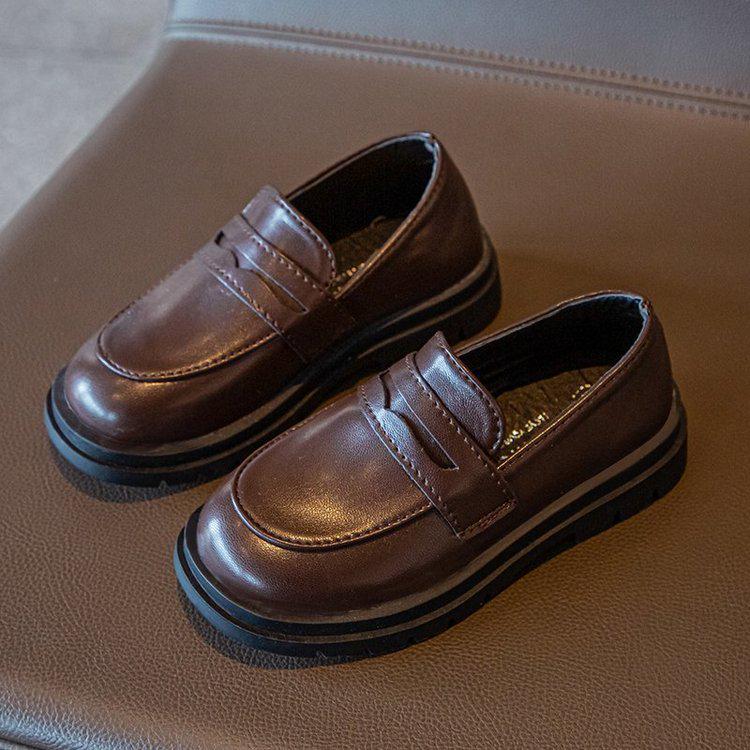 Children's Black Leather British-Style Retro Princess Shoes for Spring & Autumn 2025