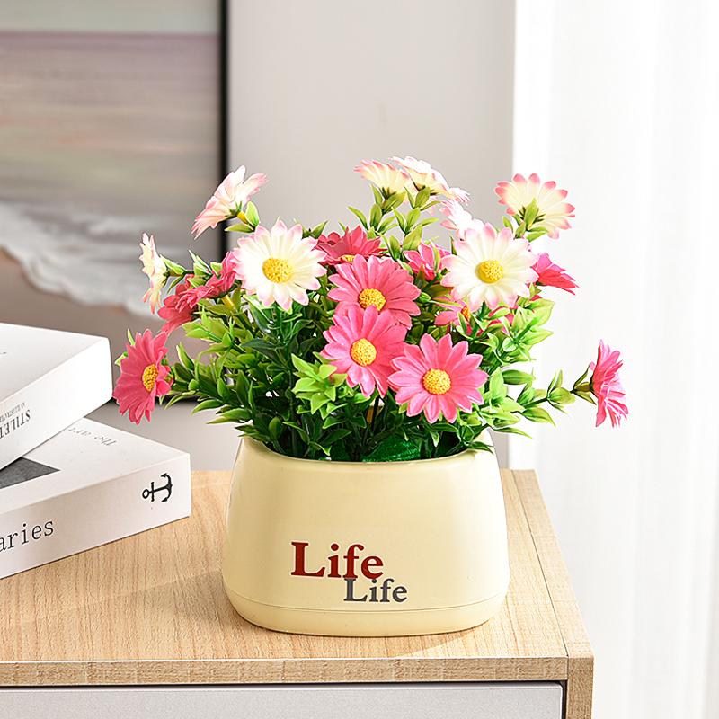 Sunflower Artificial Flower Arrangement - Small Potted Plants & Plastic Bouquets for Living Room and Dining Table Decor