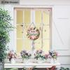 2D Flat, 1pc Hello Spring Wreath Wooden Sign Welcome Sign for House Patio Entry Door and Hallway Decoration Party Home Wall Art Decoration Spring