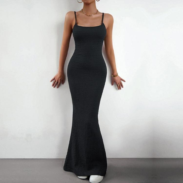 Knitted Dress Halter Neck Solid Color Wrapped Hip Sexy Slim Fit Women's Autumn Winter