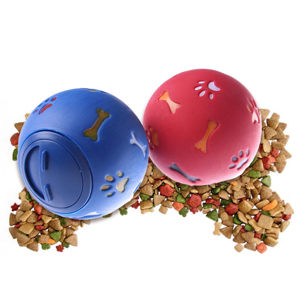 

Teeth Bite Puppy Play Dispenser Rubber Squeaky Chew Dog Ball Toys Leakage Food Pet Supplies синий